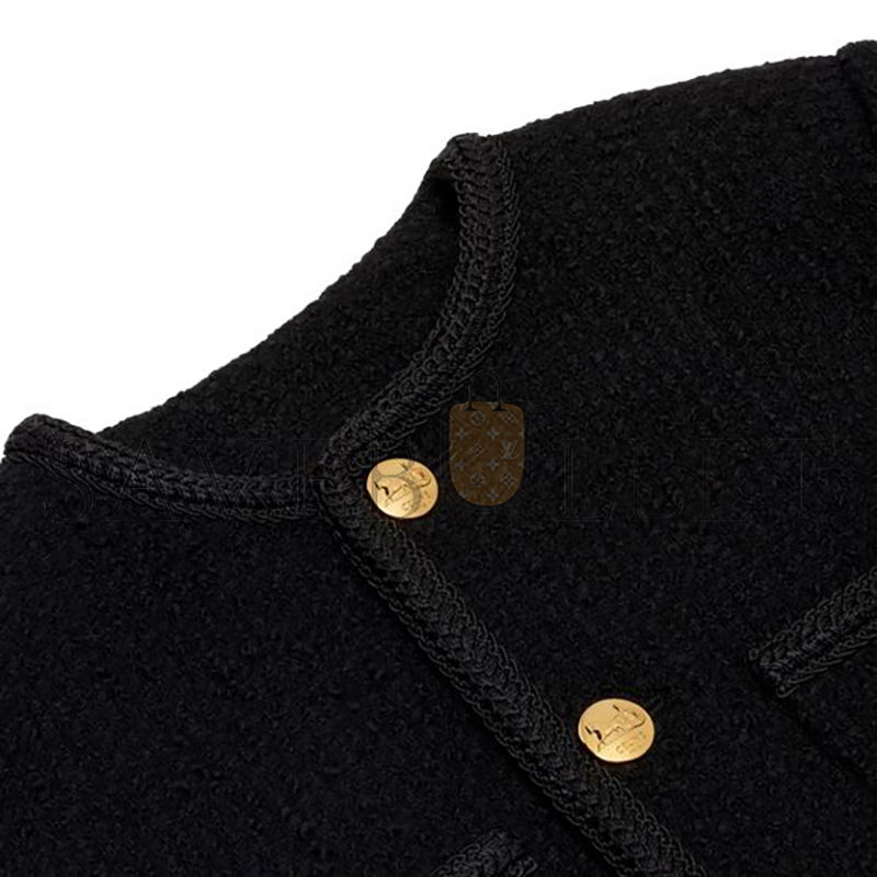 CELINE PATCH POCKET TWEED JACKET BLACK 